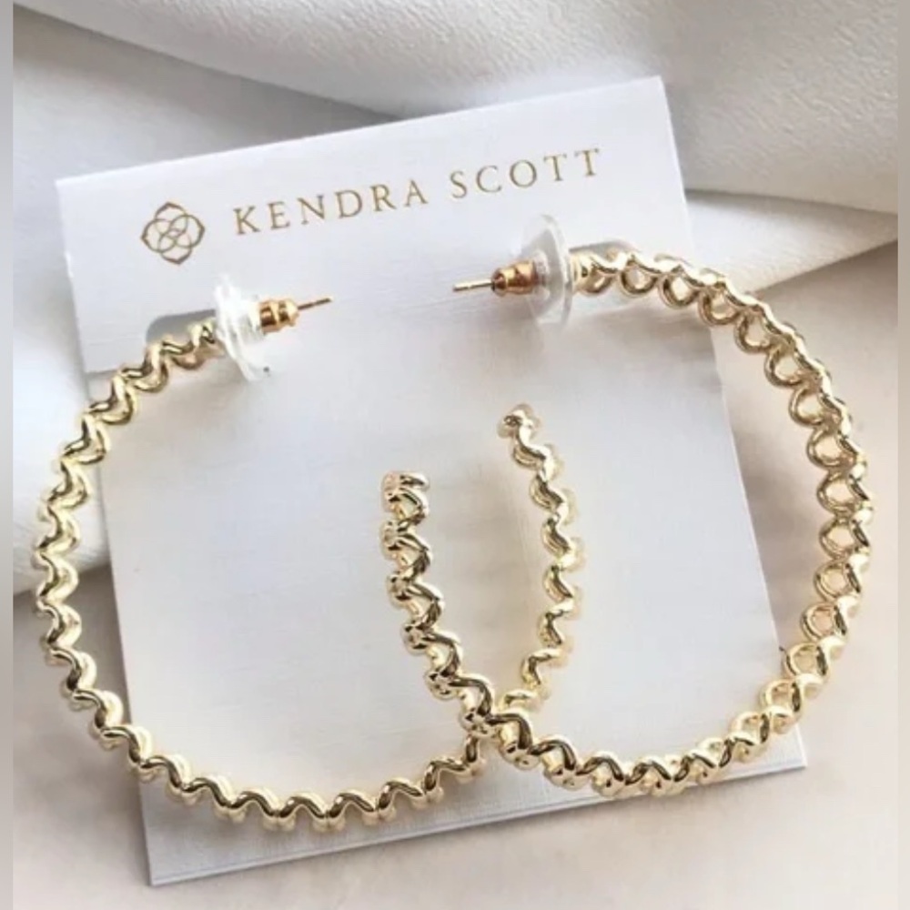 NWT Lot of 2x [Kendra Scott] Fallyn Hoop Earrings & Jada Strand Necklace in Gold - Picture 3 of 11